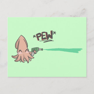 Funny Cute Cartoon Lazer Squid Briefkaart