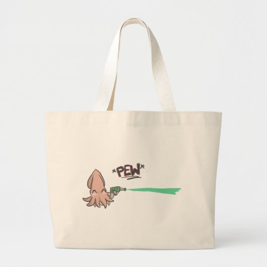 Funny Cute Cartoon Lazer Squid Grote Tote Bag (Voorkant)