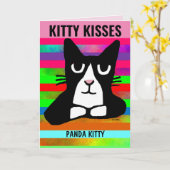 FUNNY CUTE CAT BIRTHDAY PANDA KAT GREETING KAART (Gele Bloem)