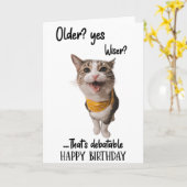 Funny Cute Cat Birthday Wenskaart Kaart (Gele Bloem)