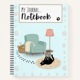 Funny cute cat Blue and black Notitieboek