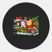 Funny Cute Cat Crew Santa Hat Christmas Xmas Women Ronde Sticker (Voorkant)