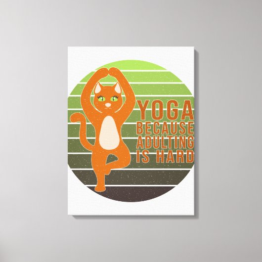 Funny cute cat doing yoga. funny yoga design canvas afdruk (Voorkant)