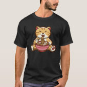 Funny cute cat eating spaghetti t-shirt (Voorkant)