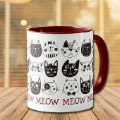 Funny Cute Cat Faces Pattern Mok