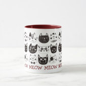 Funny Cute Cat Faces Pattern Mok (Midden)