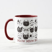 Funny Cute Cat Faces Pattern Mok (Links)