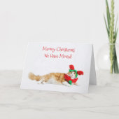 Funny Cute Cat Kerstmis Verplaatsend Nieuw Adres Aankondiging (Voorkant)