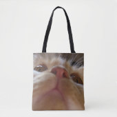 Funny Cute Cat Macro Eyes Tote Bag (Voorkant)
