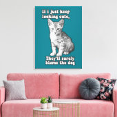 Funny cute cat meme for cat owners & kitty lovers canvas afdruk (Insitu (Woonkamer))