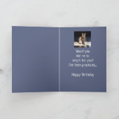 Funny Cute Cat Singing Happy Birthday Kaart (Binnen)