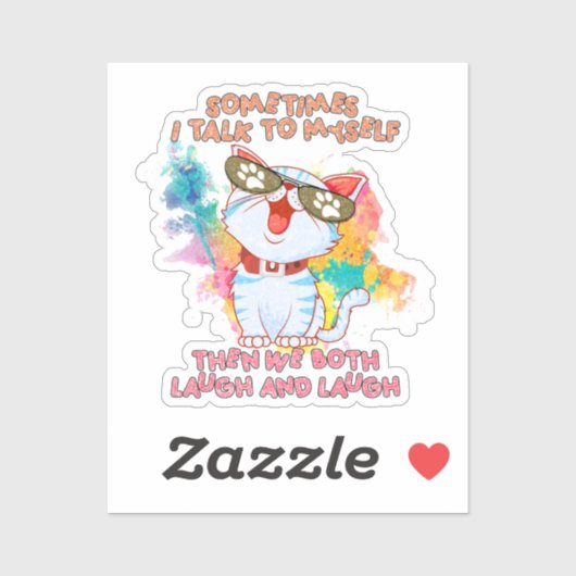 Funny Cute Cat | Soms praat ik met mezelf Sticker (Vel)