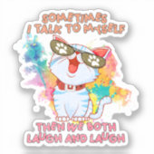 Funny Cute Cat | Soms praat ik met mezelf Sticker (Voorkant)