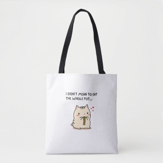 Funny Cute Cat Tote – Noodle Lover Kawaii Bag Tote Bag (Voorkant)