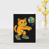 Funny Cute Cat Volleyball Speler Fan Tee Trainer T Kaart (Gele Bloem)