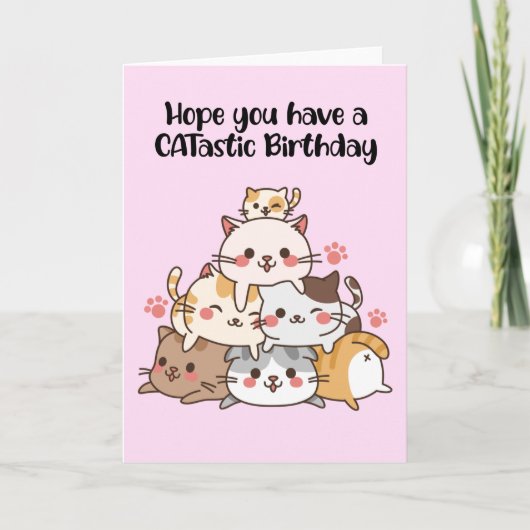 Funny Cute Cats Birthday Wenskaart Kaart (Voorkant)