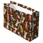 Funny Cute Cats Gift Bag Groot Cadeauzakje (Voorkant Gekanteld)