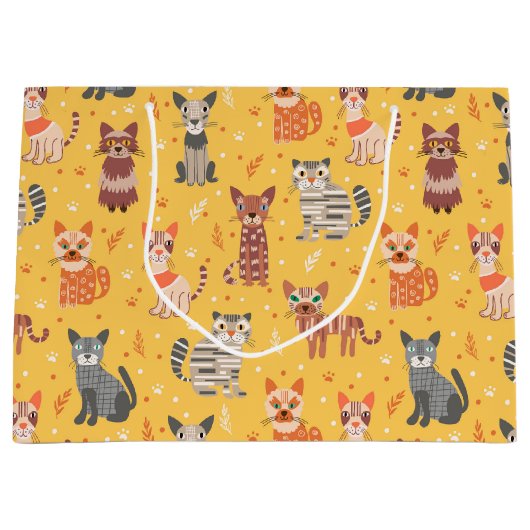 Funny Cute Cats Gift Bag Groot Cadeauzakje (Voorkant)