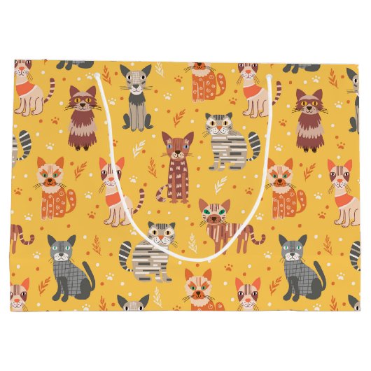 Funny Cute Cats Gift Bag Groot Cadeauzakje (Achterkant)