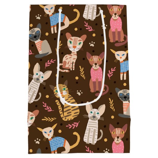 Funny Cute Cats Gift Bag Medium Cadeauzakje (Achterkant)