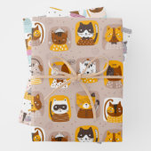 Funny Cute Cats Wrapping Paper Set of 3 (In situ)