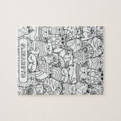 Funny Cute Cats Zen Doodle Coling Custom Name Ji Legpuzzel (Horizontaal)