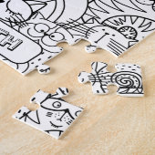 Funny Cute Cats Zen Doodle Coling Custom Name Ji Legpuzzel (Zijkant)