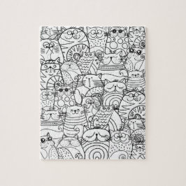 Funny Cute Cats Zen Doodle Relaxing Adult Coloring Legpuzzel