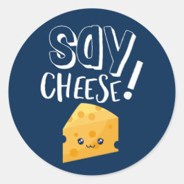 Funny Cute Cheese Lover Fotograaf zegt kaas Ronde Sticker
