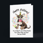 Funny Cute Chihuahua Dog Birthday Card Donuts<br><div class="desc">Funny Cute Chihuahua Dog Birthday Card Donuts. Tijd om de donuts op te eten. Deze grappige verjaardagskaart is voorzien van je favoriete Funny Cute Chihuahua Dog die allemaal in zijn partijpet is verscheurd, en op je stash van verjaardagsdonuts. Sprinkles vliegt overal, en je pup heeft al een donut in zijn...</div>