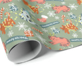 Funny Cute Christmas Cats Happy Holiday Cadeaupapier (Rol Hoek)