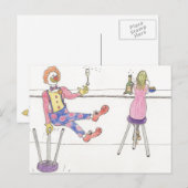 Funny Cute Clown Love Cartoon Humor Art Briefkaart (Voorkant / Achterkant)