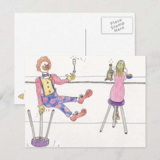 Funny Cute Clown Love Cartoon Humor Art Briefkaart (Voorkant / Achterkant)