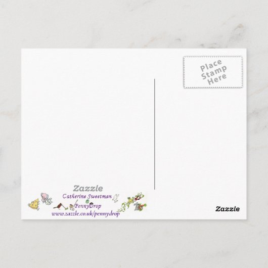 Funny Cute Clown Love Cartoon Humor Art Briefkaart (Achterkant)