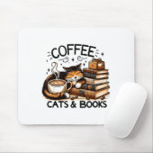 Funny Cute Coffee Cats Books Lover Women Men Kids  Muismat (Met muis)