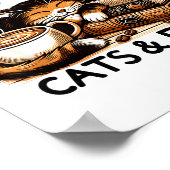 Funny Cute Coffee Cats Books Lover Women Men Kids Poster (Hoek)