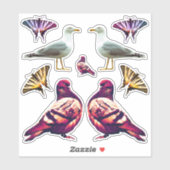 Funny Cute Cool Pigeon Bird & Butterfly Photo Sticker (Vel)