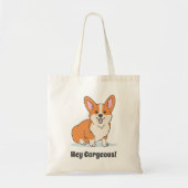 Funny Cute Corgi Puppy - Hé Cornap Tote Bag (Voorkant)