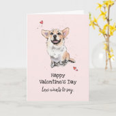 Funny Cute Corgi Valentijn dag Ik hou van U Kaart (Gele Bloem)
