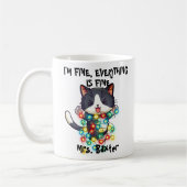 Funny Cute Crazy Cat I Am Fine Lights Teacher Name Koffiemok (Links)