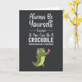 Funny Cute Crocodile Lover Cards Animal Cool  Kaart (Gele Bloem)