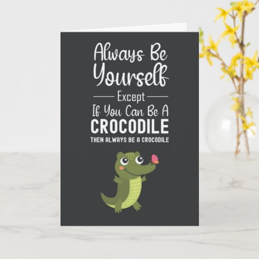 Funny Cute Crocodile Lover Cards Animal Cool  Kaart (Gele Bloem)