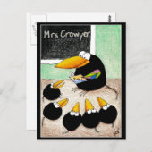 Funny Cute Crow Teacher Studenten Klasse briefkaar Briefkaart (Voorkant / Achterkant)