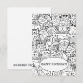 Funny Cute Crowd of Cats Zen Doodle Coloring Kaart (Voorkant / Achterkant)