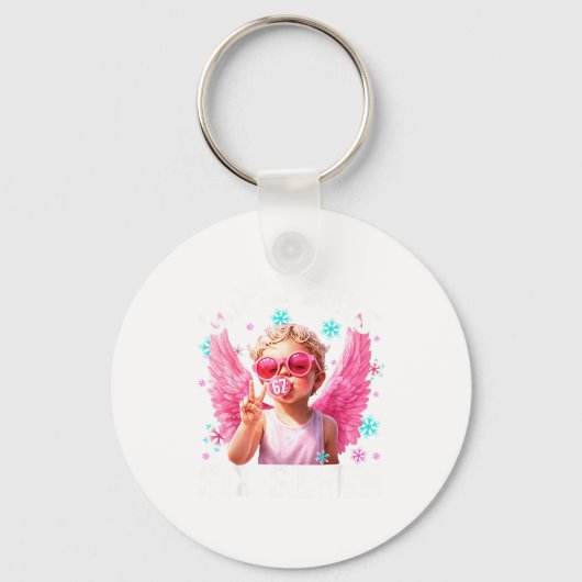 Funny Cute Cud Says Six Seven Valentine's Day 67 M Sleutelhanger (Voorkant)