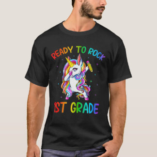 Funny Cute Dabbing Unicorn klaar om 1st First te s T-shirt