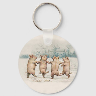 Funny Cute Dancing Pigs - Anthropomorphic Sleutelhanger