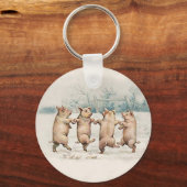 Funny Cute Dancing Pigs - Anthropomorphic  Sleutelhanger (Voorkant)
