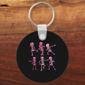 Funny Cute Dancing Skeleton Halloween Costume Shir Sleutelhanger (Voorkant)