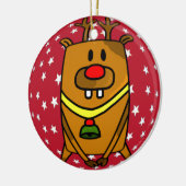 Funny Cute Deer Red Nose Stars Kerstmis Keramisch Ornament (Links)